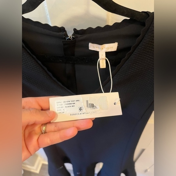 NWT $395 REBECCA TAYLOR Stretch Texture Little Black Dress Black Size 4 - Picture 8 of 11